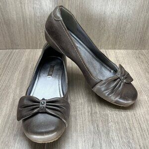 Ecco Shoes Women Size 37 Bouillon Bow Slip On Comfort Ballet Flats Leather Brown